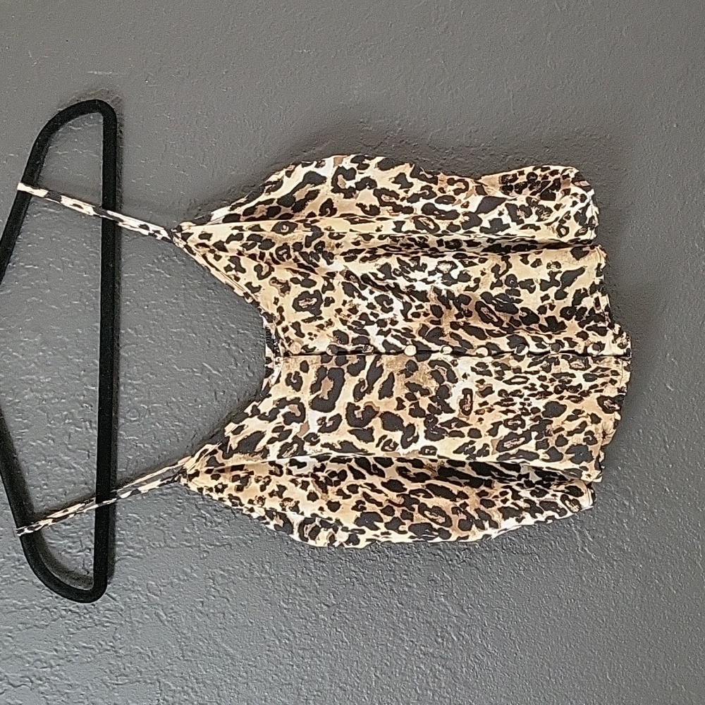 Animal Print button down crop top with adjustable straps by Passport